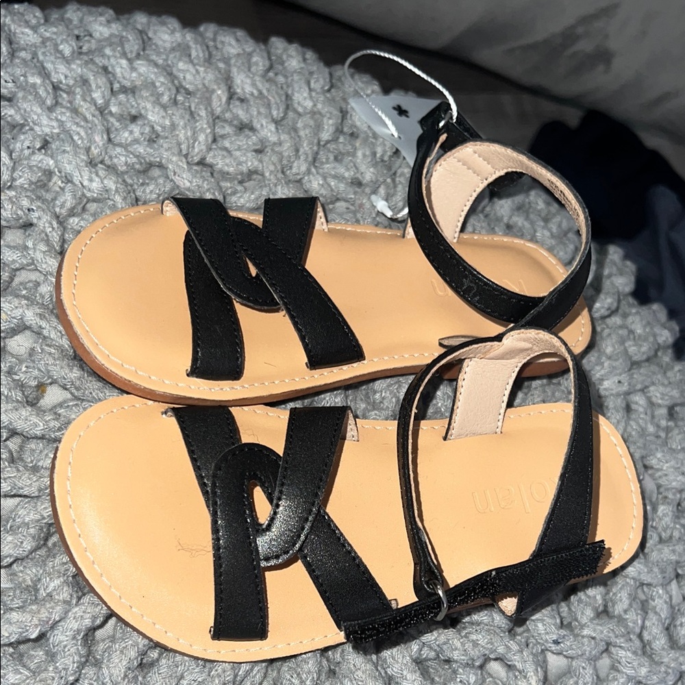 Stylish Black and Tan Kids Sandals